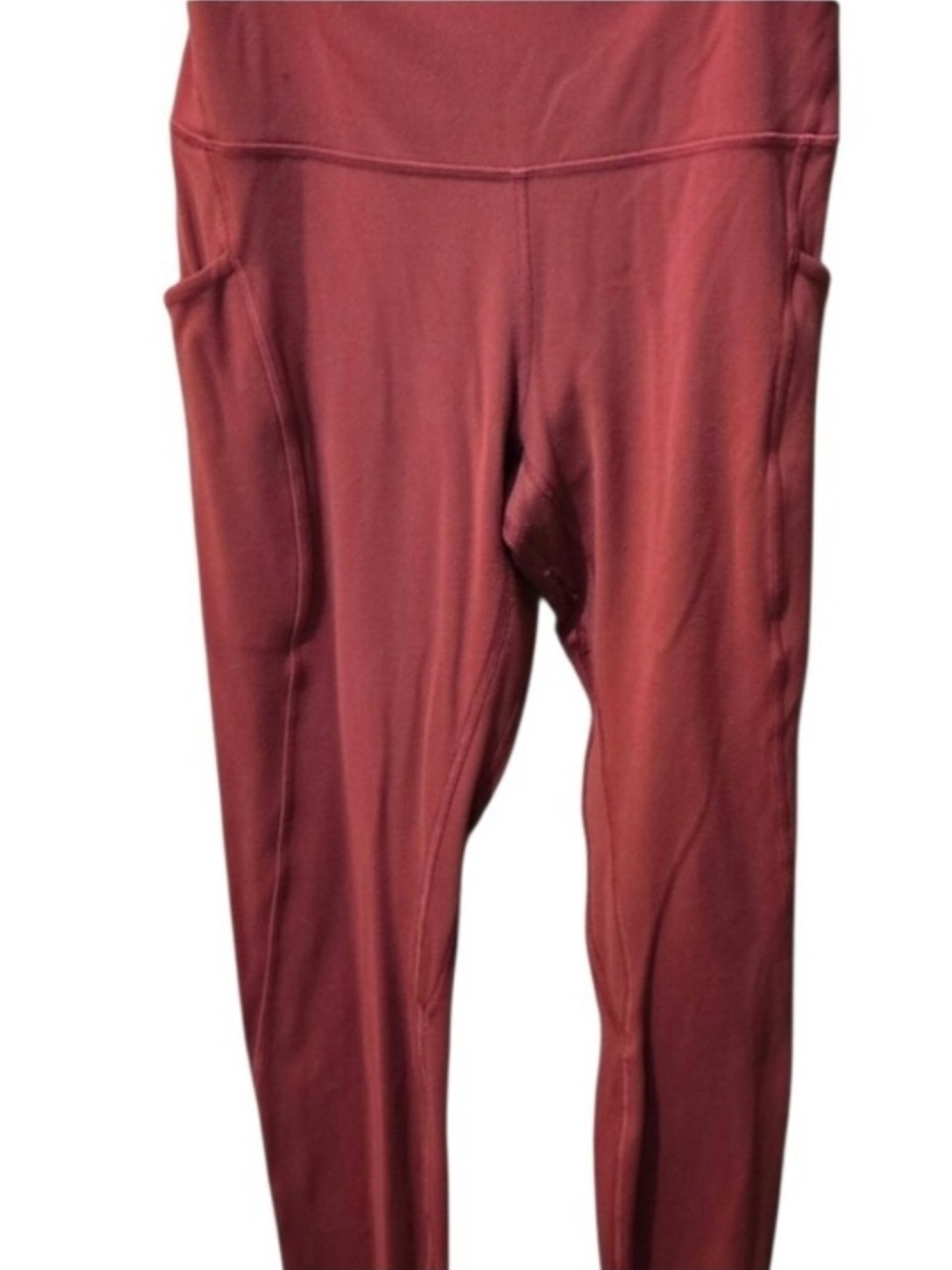 Lululemon High Rise Athletic Pants Red Burgundy Side Pockets Yoga Workout
